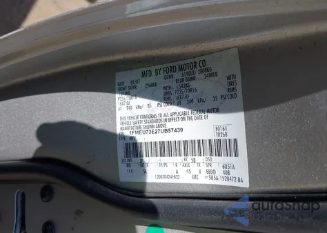 2007 Ford Explorer Xlt z USA, uszkodzony, nr VIN 1FMEU73E27UB57439